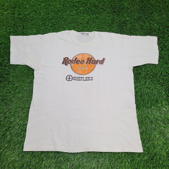 Vintage 1993 Rodeo Hard Sheplers Shirt XL 23x28 Whtie USA - Picture 1 of 16
